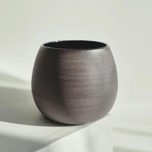 Handmade Japanese Tea Cup: Dark Grey Stoneware Ceramic Mug