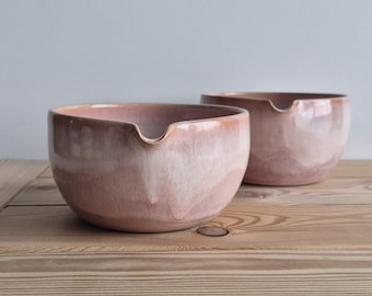 Pink Matcha Bowl with Spout, Chawan, Spouted Tea Cup, Ceramic Matcha Bowl Handmade 10 oz, Matcha Lover Gift, No Extra Fees for US Buyers