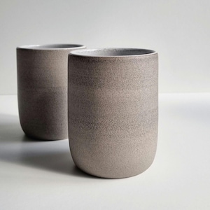 Tazza in ceramica fatta a mano senza manico da 13 once, tazza scandinava in gres senza manico da 400 ml, tazza in ceramica grigia e bianca senza manico, Hygge, regalo di Natale