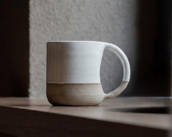Handmade Stoneware Mug, Pottery Coffee Mug, White Nordic Coffee Mug, Scandinavian Design, Modern Minimal Tea Cup