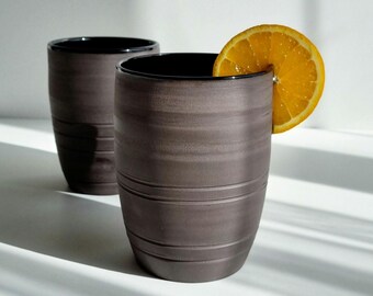 Set of 2 Handmade Ceramic Coffee Mug, Black Matte Tumblers, 18oz, No Extra Fees for US Buyers