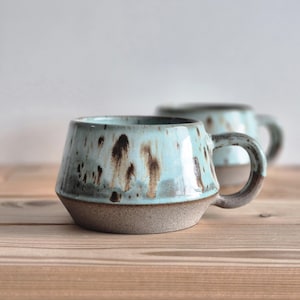 Handmade Coastal Sage Mug, Earthy Pottery Mug, Speckled Turquoise Coffee Mug, Seafoam Ceramic Cup, Stoneware Rustic Mug, Wabi Sabi Unique