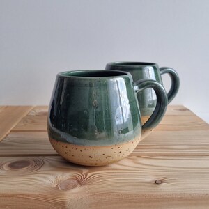 Big Stoneware Mug 600ml, Extra Large Mug 20oz, Green Ceramic Mug, Tall and Round Mugs Handmade ...
