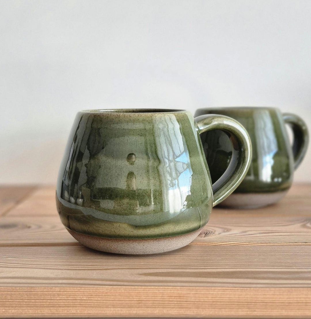 17oz / 500ml Stoneware Mug, Extra Large Ceramic Mug, Green Ceramic Mug ...