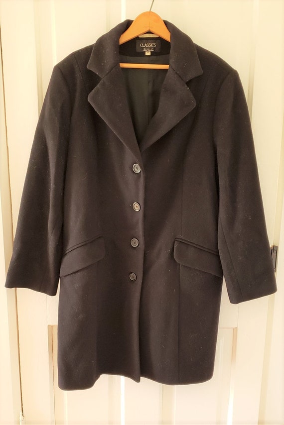 womens black wool coat size 14 - image 1