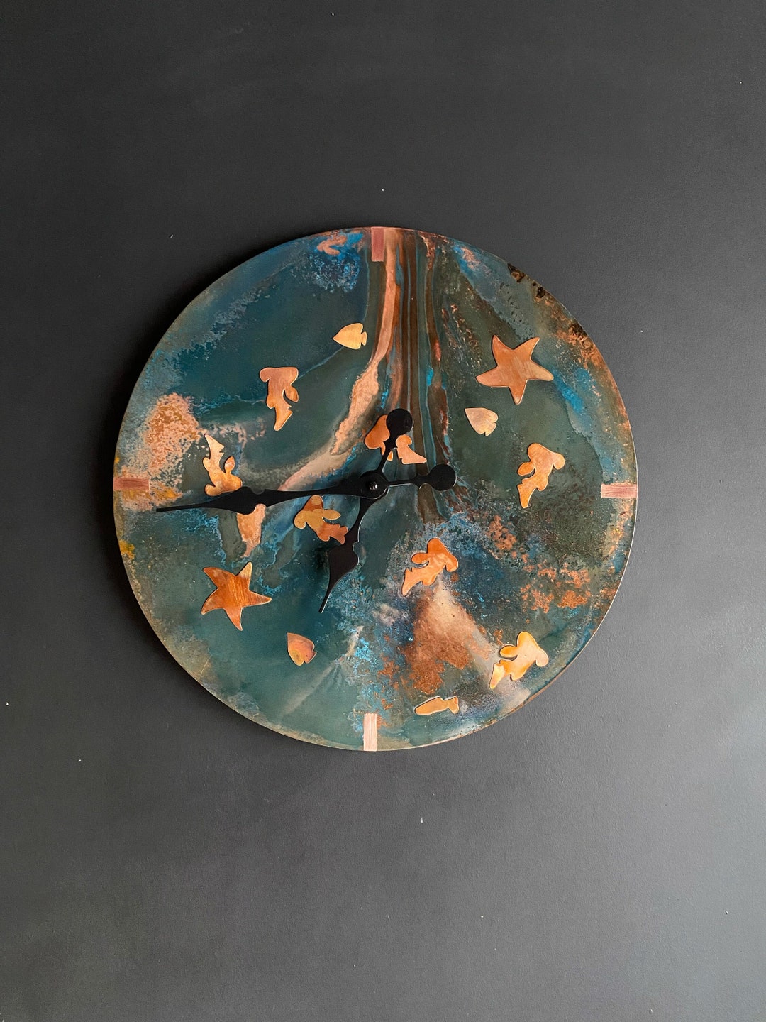 Large Copper Wall Clock Patina Clock Handmade Wall Clock 18 Etsy Large copper wall clock patina clock handmade wall clock 18 etsy