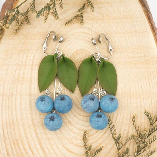 Clip On Earrings - Goblincore - Polymer clay earrings - Fruit earrings - Weird earrings - Acrylic earrings - Non Pierced Earrings