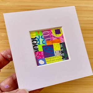 Mini peinture abstraite de collage de papier, petite décoration murale originale colorée, cadeau d&#39;oeuvre d&#39;art fait main pour la maison de bohème, peinture moderne miniature.