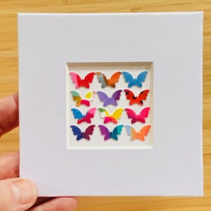 Miniature butterflies painting, tiny original wall decor, paper collage art, handmade artwork gift for boho interior, mini butterflies art.