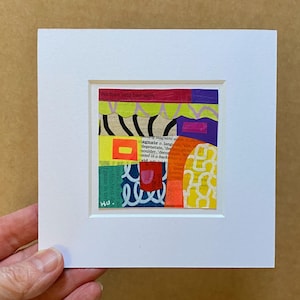 Mini collage d&#39;art mural abstrait, peinture miniature colorée, petite décoration murale moderne, cadeau d&#39;oeuvre d&#39;art abordable fait main pour un intérieur bohème.