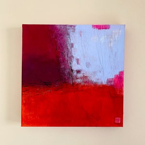 Colourful Abstract Acrylic Painting on Canvas: Modern Boho Wall Art.