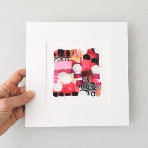 Opera d'arte murale colorata con tecnica mista: dipinto astratto originale, decorazione murale unica di 20x20 cm.
