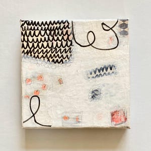 Minimalist Abstract Painting: Mixed Media Collage on Canvas (8x8).