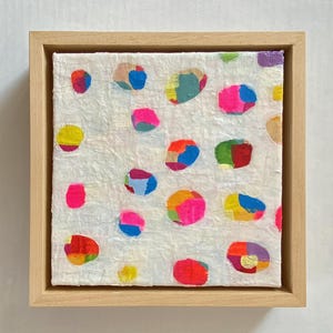 Framed abstract painting on canvas, colourful modern wall art, handmade artwork gift for bohemian home, contemporary mixed media wall decor.