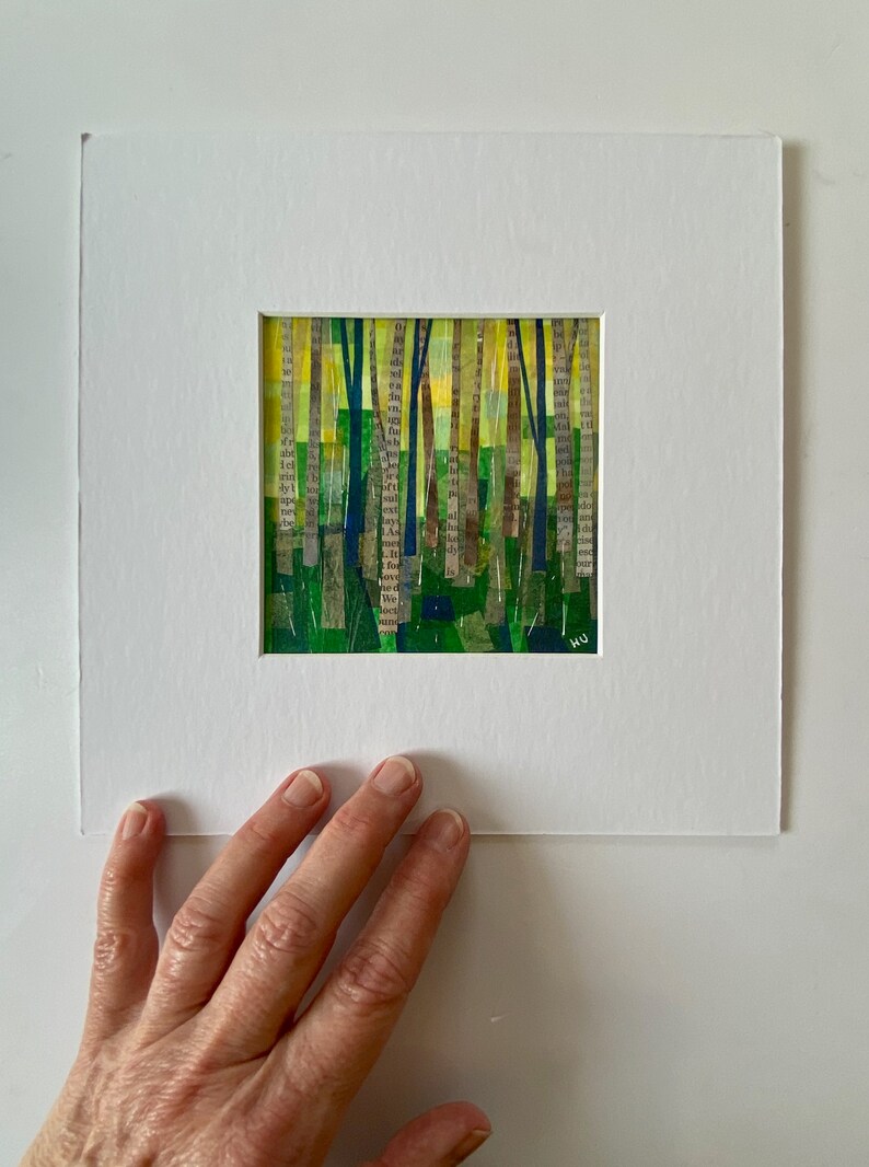 Original Trees Artwork, Green Home Decor, Trees Painting, Collage and