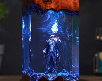 Re.noir x Pain.tress diorama hars epoxylamp, expeditiedecoratie, handgemaakt kerstcadeau, cadeau voor hem, cadeau voor gamer