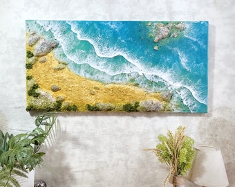 Custom Resin Painting, Large ocean wave resin art, Art Resin sea epoxy art, Beach Resin Art, Coastal wall art, Ocean Epoxy Wall Art