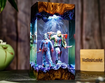 Custom Mikael & Jakson resin lamp, Creepy Halloween Night Light, Spooky Gothic Home Decor, Gothic Spooky Gift Idea, Christmas Gift