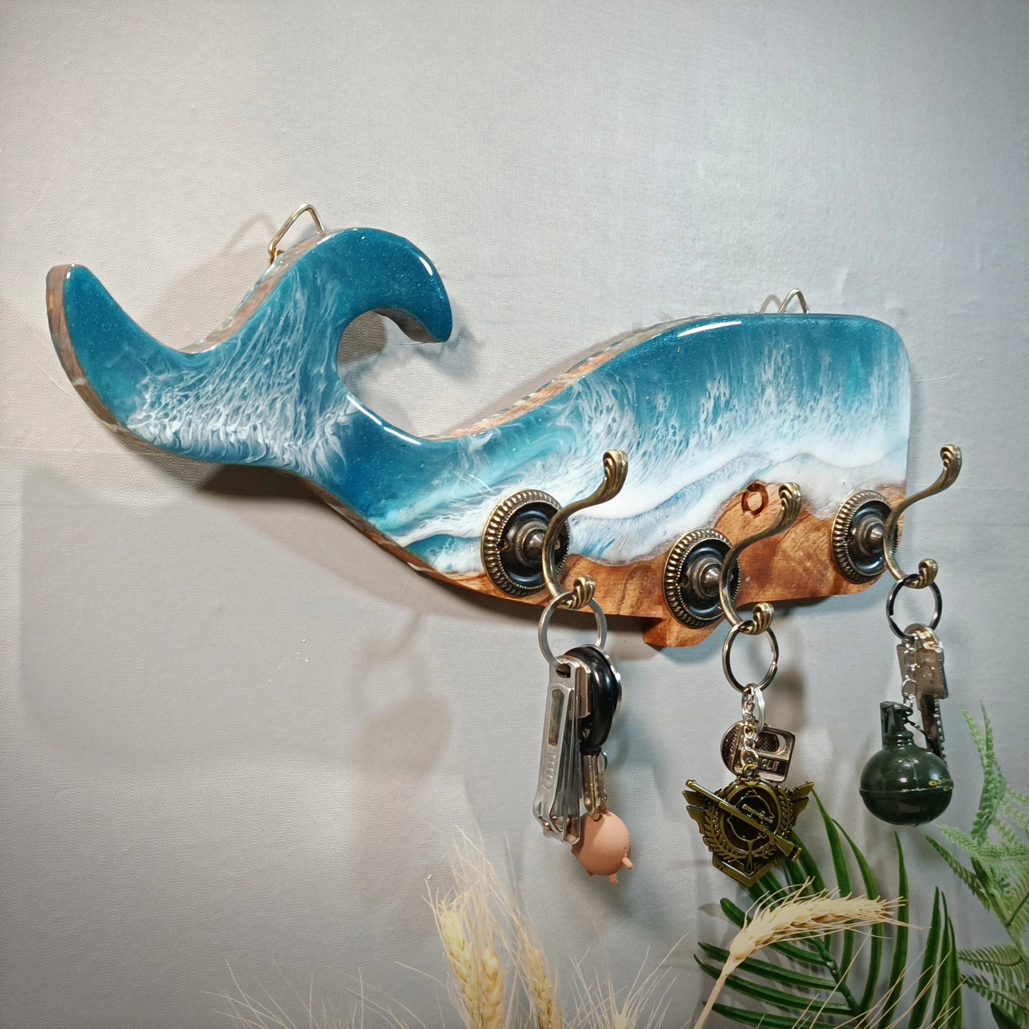 Beach Key Rack Decorate the Wall , Custom Ocean Key Holder, Beach Themed Key Hanger ...