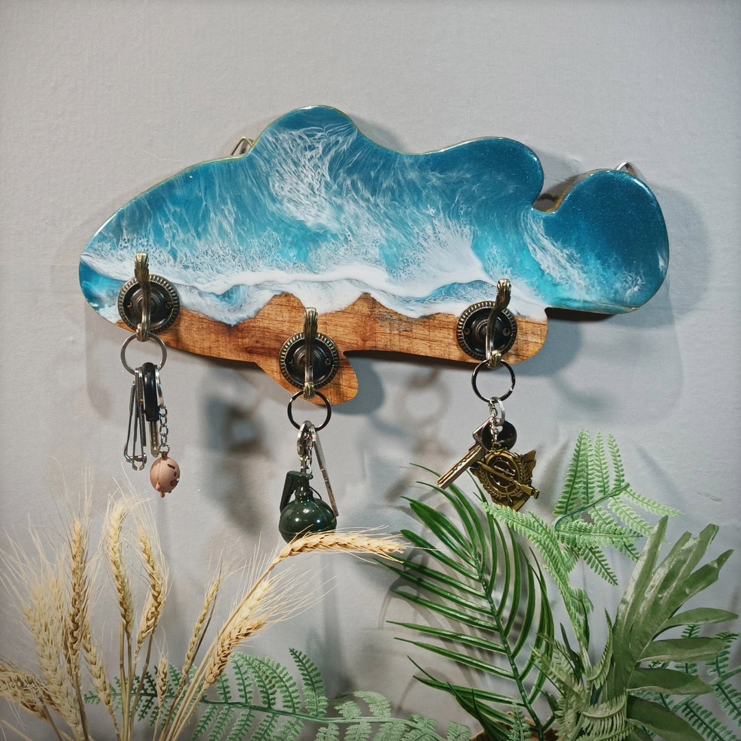 Custom Ocean Key Holder Beach Themed Key Hanger Resin Ocean Etsy