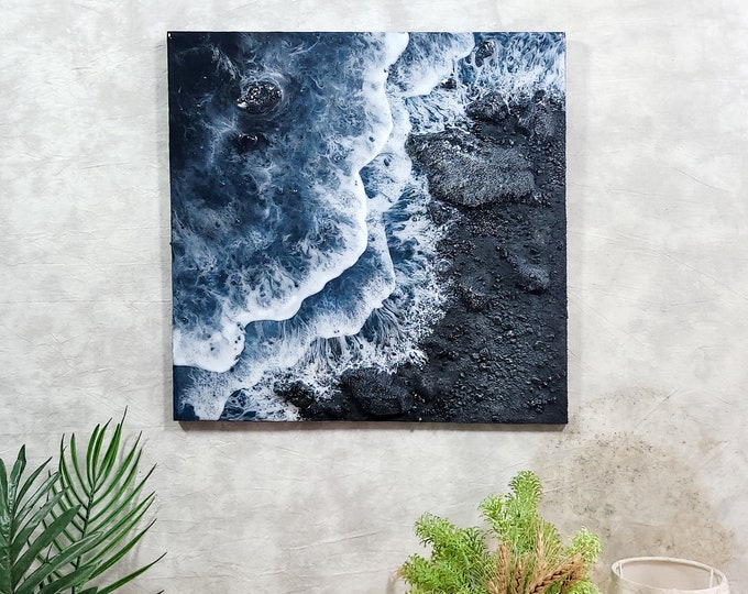 Custom Resin Painting, Large ocean wave resin art, Art Resin sea epoxy art, Beach Resin Art, Coastal wall art, Ocean Epoxy Wall Art