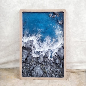 Custom Resin Painting, Large ocean wave resin art, Art Resin sea epoxy art, Beach Resin Art, Coastal wall art, Ocean Epoxy Wall Art