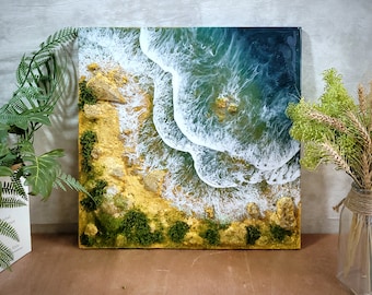 Custom Resin Painting, Large ocean wave resin art, Art Resin sea epoxy art, Beach Resin Art, Coastal wall art, Ocean Epoxy Wall Art