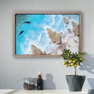 Aangepaste hars schilderij, grote oceaan Golf hars kunst, kunst hars zee epoxy kunst, strand hars kunst, kust kunst aan de muur, oceaan epoxy kunst aan de muur