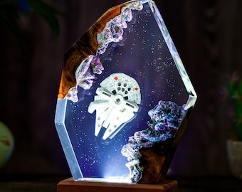 Raumschiff Harz Epoxy Lampe, Galaxie Raum, Harz Kunst Nachtlicht, handgemachtes bestes Geschenk, Geschenk für ihn, Weihnachtsgeschenk für Kind