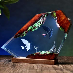 Too.thl.ess Dragon resin lamp, Night Sky Dragons, HTTYD Night lamp, Light Fury lamp, Unique Gift, resin art, Housewarming Gifts Bedroom lamp