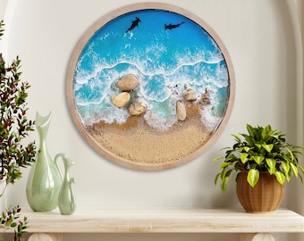 Art Resin sea epoxy art, Beach Resin Art, Coastal wall art, Ocean Epoxy Wall Art , Custom Resin Painting, Large ocean wave resin art,