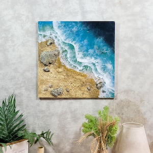 Custom Resin Painting, Large ocean wave resin art, Art Resin sea epoxy art, Beach Resin Art, Coastal wall art, Ocean Epoxy Wall Art