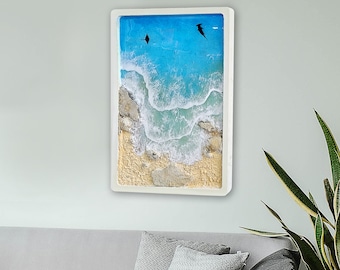 Custom Resin Painting, Large ocean wave resin art, Art Resin sea epoxy art, Beach Resin Art, Coastal wall art, Ocean Epoxy Wall Art