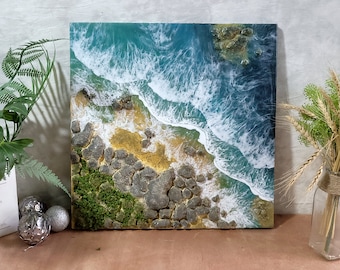 Custom Resin Painting, Large ocean wave resin art, Art Resin sea epoxy art, Beach Resin Art, Coastal wall art, Ocean Epoxy Wall Art
