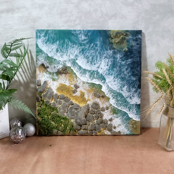 Custom Resin Painting, Large ocean wave resin art, Art Resin sea epoxy art, Beach Resin Art, Coastal wall art, Ocean Epoxy Wall Art