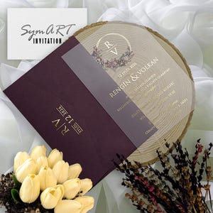 Invito Di Nozze In Acrilico, Invito Trasparente, Invito Elegante, Festa E Quinceañera, Busta Bordeaux E Sigillo Di Cera