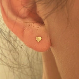 Heart Stud Earrings, Gold Small Stud Earrings, 14K Gold Filled Studs, Tiny Gold Stud, Dainty Ear Stud, Dainty Silver Stud, Heart Stud
