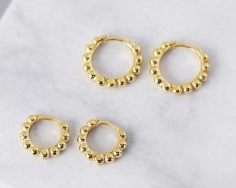 Beaded Hoop Earrings, Small Gold Hoops, Gold Huggie Earrings, Silver Earrings, Dot Hoop, Gift For Best Friend, Birthday Gift, Gift For Her