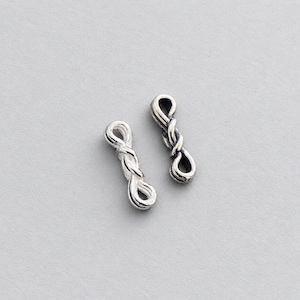 5 st. Infinity-knutkoppling i sterlingsilver, tvinnad replänk med dubbel ögla (3,2x11,5 mm)