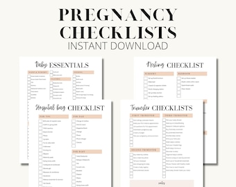 Pregnancy Checklists Bundle Printable, Pregnancy to Do Lists PDF