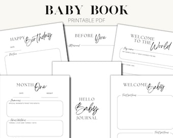 Baby Book, Printable Baby Book Pages, Baby Memory Book, Baby Book First Year, Baby Milestone Book