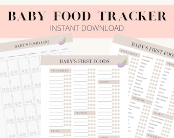 Baby Food Tracker, Baby's First Food Checklist, Baby Food Log, Solids Tracker, Baby Food Diary