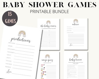 Boho Rainbow Baby Shower Games Bundle Printable