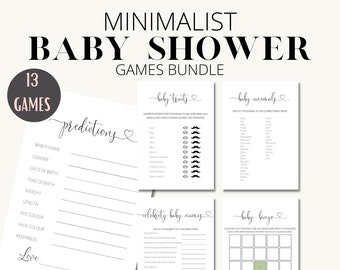 Minimalist Baby Shower Games & Activities Printables, Baby Shower Games Bundle, Gender Neutral Baby Shower