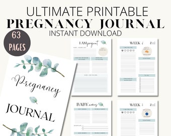 Pregnancy Journal Printable PDF, Pregnancy Planner Digital Download, Pregnancy Tracker, Pregnancy Diary, Expecting Mom Gift