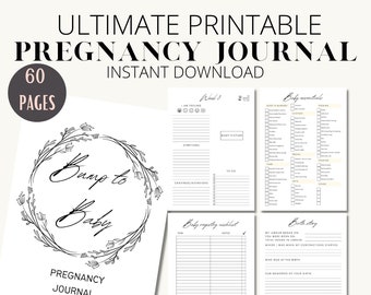 Pregnancy journal and checklists, pregnancy planner, Botanical pregnancy planner, minimalist pregnancy journal, pregnancy organisation