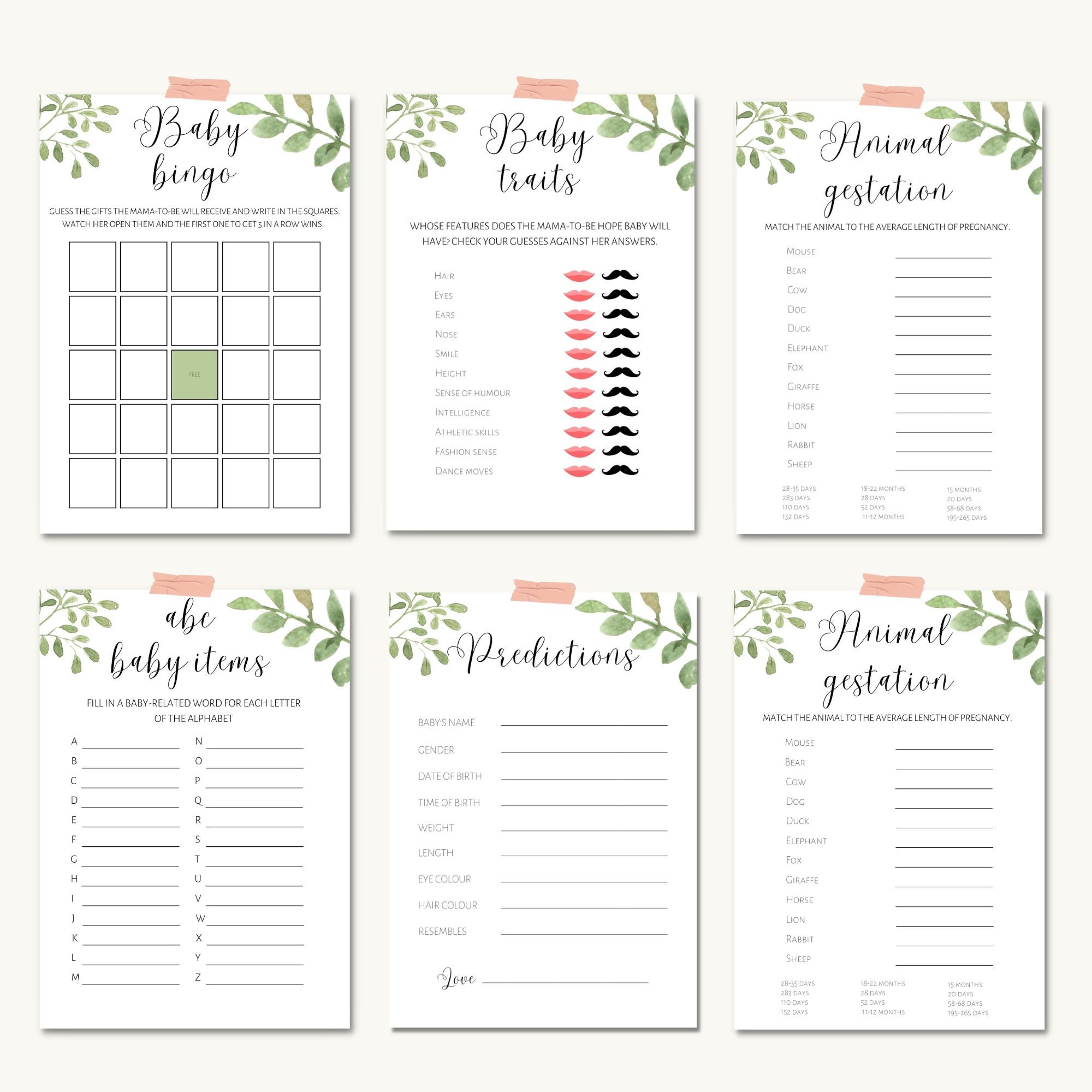 Baby Shower Games and Activities Printable Pack, Baby Shower Printable