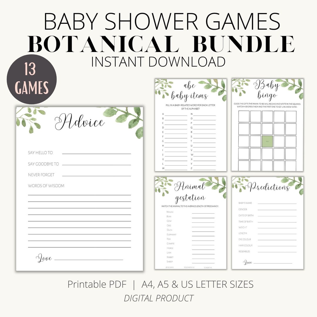 Baby Shower Games and Activities Printable Pack, Baby Shower Printable