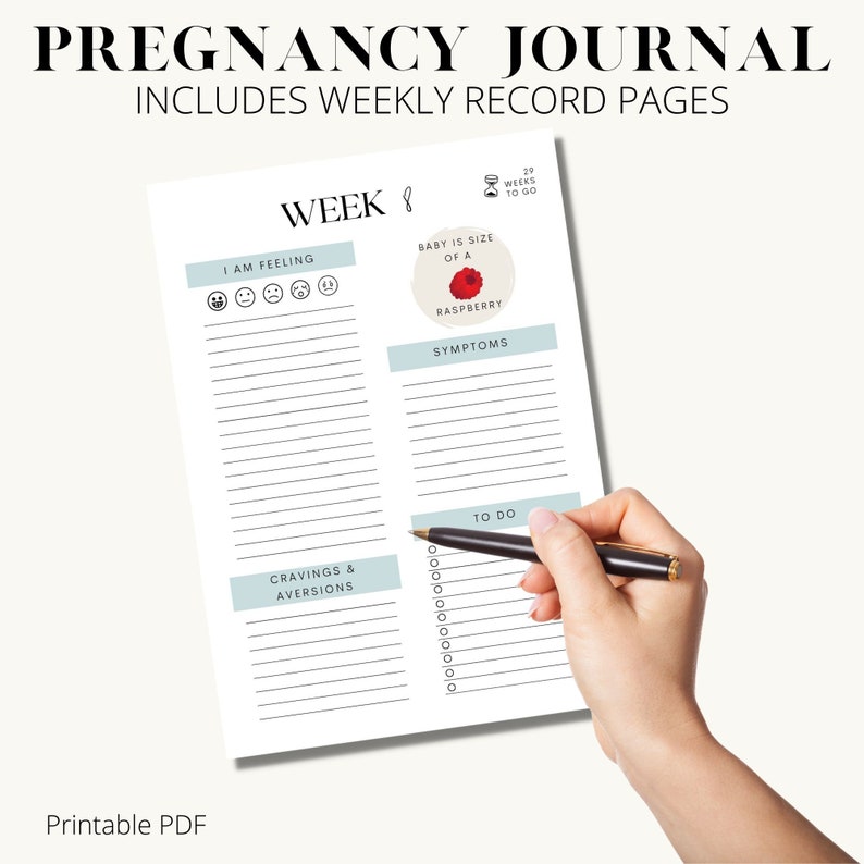 Pregnancy Journal Printable PDF, Pregnancy Planner Digital Download, Pregnancy Tracker, Pregnancy Diary, Expecting Mom Gift image 8