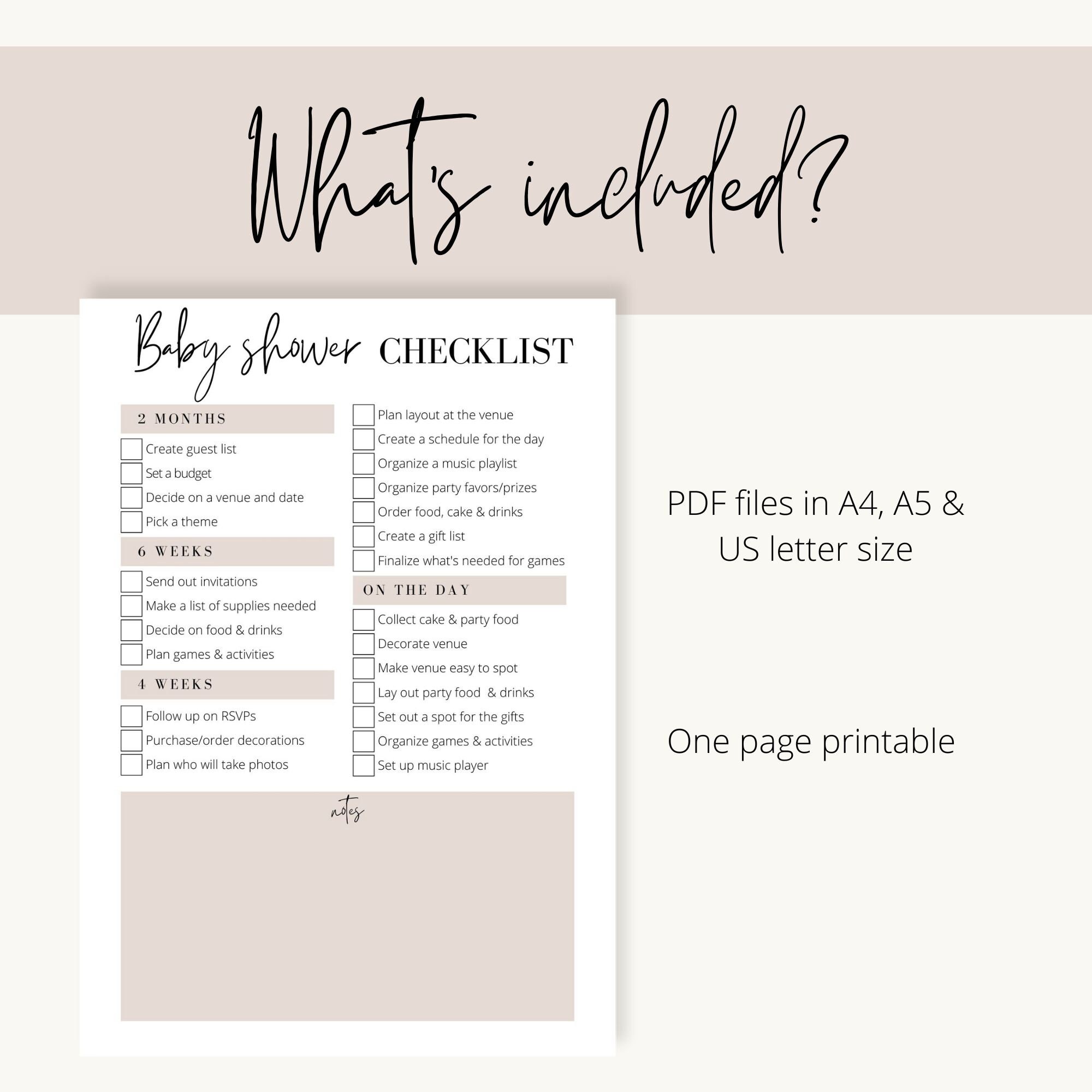 Baby Shower Checklist Printable, Baby Shower Planner Printable, Baby
